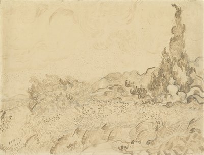 Weizenfeld mit Zypressen von Vincent van Gogh